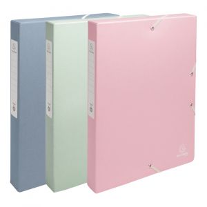 Exacompta Réf. 59339E - 8 boîtes de classement avec élastiques Autentik - en carte recyclée 600g/m2 - Dos 4 cm - 25 x 33 cm - pour documents au format A4 - couleurs assorties - livrées montées