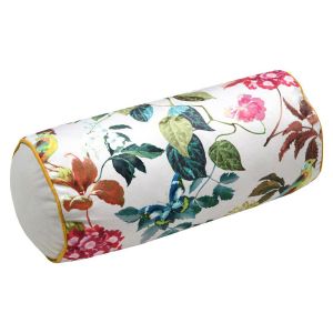 Stof Polochon d&eacute;coratif motif feuillage et oiseau Naturel 20x45 cm