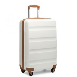 Kono Valise Grande Taille 75x51x28cm ABS avec Bagages à Main à 4 roulettes Pivotantes avec Serrure à Combinaison, 90L, Crème