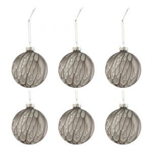 Jolipa Lot de 6 Boules de No&euml;l T&acirc;che Mat 8cm Gris