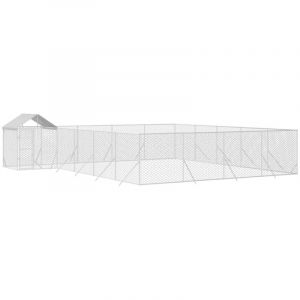VidaXL Chenil d'extérieur pour chiens avec toit argenté 10x8x2,5 m