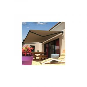 Intersun STORE Loggia RUBY Gris Anthracite4,00x3,00 ML Motorisé Secours à Télécommande - Toile Taupe