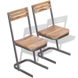 VidaXL Chaises de salle à manger 2 pièces Bois de teck massif