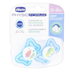 Chicco Sucette Physio Light Silicone Bleu 16-36m 2 unités