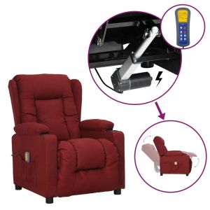 VidaXL Fauteuil inclinable de massage Rouge bordeaux Tissu - Rouge bordeaux