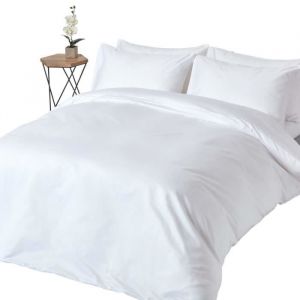 Homescapes - Housse de couette et taies d'oreiller unies coton égyptien 1000 fils Blanc 230 x 220 cm - Blanc