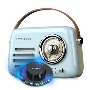 Radio Vintage portable Ledwood ALMA, FM, Bluetooth 5.3 Entrée USB, Puissance 30W - Batterie 1500mAh Retro Vintage Bleu OVNI LED