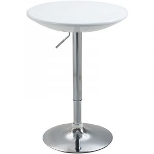 Homcom Table de bar ronde style contemporain piètement chromé plateau blanc