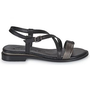 Tamaris Nu-pieds FEMME en cuir noires et à boucle à ardillon