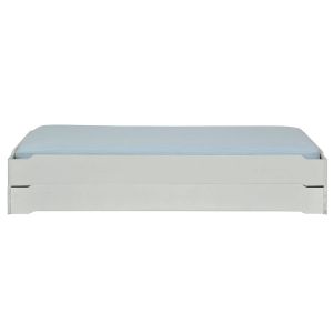 Pack 2 lits empilables et 2 matelas bois massif gris 90x190 cm