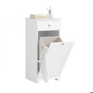 Meuble Salle de Bain Armoire Moderne Panier à Linge Blanc Rangement Corbeille