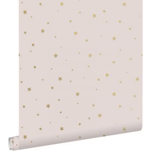 Estahome - papier peint petites étoiles vieux rose et or