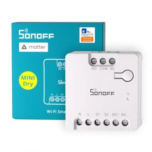 Sonoff MINI-D Interrupteur Connect&eacute; WiFi avec Matter, Supporte l'entr&eacute;e AC ou DC, Sortie Contact Sec, Compatible avec Alexa/Google Home, Convient Aux Portes de Garage, Chaudi&egrave;res, Syst&egrave;me d'acc&egrave;s