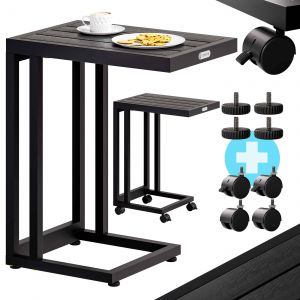 Table d'appoint noire 50x40x66 cm en forme "C"
