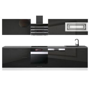 Cuisine Equipee Complete - 300 cm Lucy Muebles de Cuisine Complète Cuisine Complete sans Plan de Travail Rangement Cuisine Buffet Cuisine Noir Très