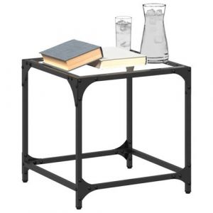 VidaXL Tables basses avec dessus en verre transparent 2 pcs acier, table d'appoint, table de salon, table &agrave; th&eacute;, bout de canap&eacute;, table d&rsquo;extr&eacute;mit&eacute;