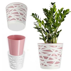 Pot de Fleurs Pot de Fleurs Couvercle en Plastique Insert pour Fleurs 17 cm Rose - Kadax