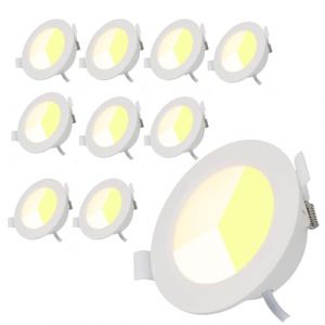 Pack de 10 Spots LED Encastr&eacute;s Ronds 5 W IP44 &ndash; CCT R&eacute;glable 3000K/4000K/6000K &ndash; D&eacute;coupe &Oslash;75-80 mm &ndash; Blanc
