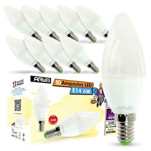 Arum Lighting Lot de 10 Ampoules E14 6W equi. 40W 420 Lumens Blanc Naturel 4000K