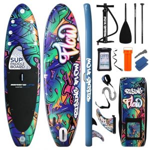 SereneLife Paddle Gonflable (6” d'épaisseur) avec Accessoires Sup et Sac de Transport, Sup Gonflable avec Large Posture, contrôle du Surf et Pont antidérapant, Planche de Surf pour Jeunes et Adultes