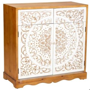 Meuble d'entrée en bois avec 2 tiroirs et 2 portes 84x38x84,5