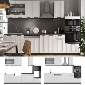 Image de Kitchenette Fame-Line 300cm anthracite/blanc style rustique Vicco