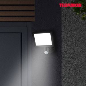 Telefunken Projecteur LED d'ext&eacute;rieur avec d&eacute;tecteur de mouvement - 1 flamme - lampe murale d'ext&eacute;rieur 26x22x17cm fa&ccedil;ade mur de maison orientable