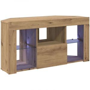 VidaXL Meuble TV LED d'Angle Chêne artisanal 105 x 40 x 68 cm