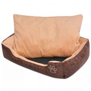 Image de VidaXL Lit pour chiens avec coussin Cuir artificiel PU Taille M Marron