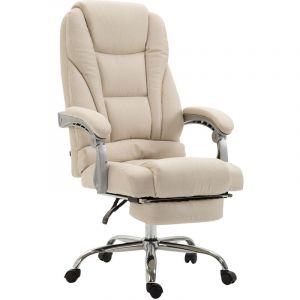 CLP Fauteuil De Bureau Pacific en Tissu Pivotant I Chaise de Bureau Ergonomique Hauteur Réglable Repose-Pied Et Accoudoirs Crème