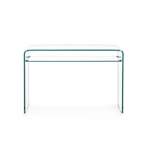 Hellin Console d'entrée design en verre à double plateau L110 - IDORA