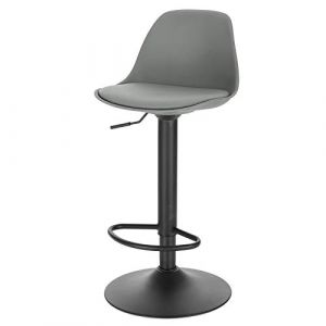 Tabouret de Bar en Cuir synthétique Gris réglable en Hauteur et pivotant à 360 ° - EUGAD