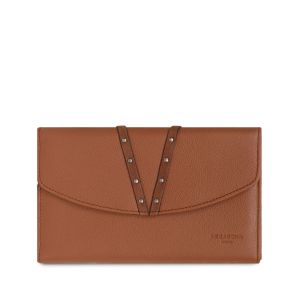 Hexagona Paris - Compagnon de Voyage - pour Femme - Collection Appaloosa - Parme - en Cuir de Vachette grainé - Portefeuille 3 en 1 - Porte Feuille - Compatible Carte de Crédit