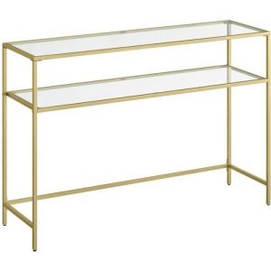 Table console 35 x 120 x 80 cm verre acier doré transparent