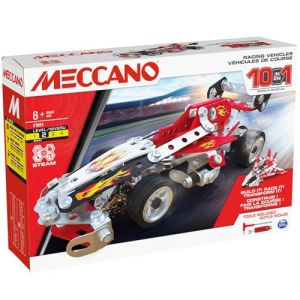 Bandai Meccano Véhicules de Course 10 en 1 - Coffret de Construction 10 Modèles - 225 pièces, Outils, Notice - Kit Activité Assemblage Voiture Avion Bateau Course - Jouet Enfant 8 Ans et+ -APM20104