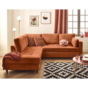 Lisa Design - Anna - canap&eacute; d'angle gauche 5 places convertible en velours textur&eacute;