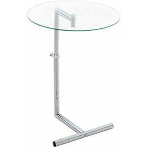 CLP Table d'appoint Safi avec plateau en verre et hauteur réglable, Verre clair