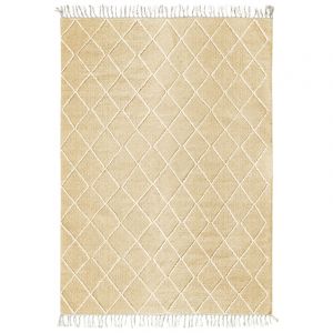 The Deco Factory Tapis coton motif croisillons en laine épaisse naturel 160x230