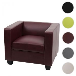 Image de Mendler Fauteuil chaise lounge Lille ~ similicuir, rouge-brun