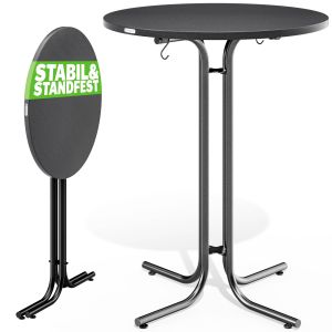 Table haute grise 70x110cm ronde pliable