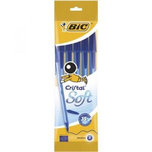 Image de Bic 5 stylos billes bleu Cristal Soft