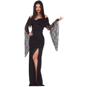 FIESTAS GUIRCA Déguisement de Mère de Famille Gothique - Robe longue noire élégante pour femme adulte Taille L 42-44
