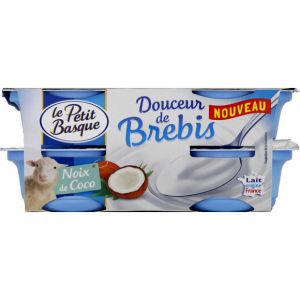 Le petit basque Cr&egrave;me Douceur de brebis noix de coco - Les 4 pots de 100g