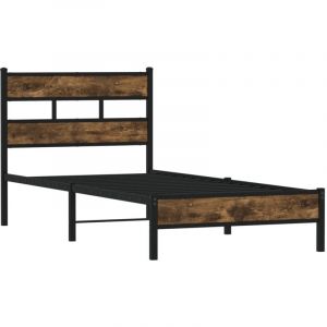 VidaXL Cadre De Lit Sans Matelas Avec Tête De Lit Chêne Fumé 75x190 Cm
