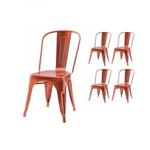 Kosmi Lot de 4 chaises style industriel en m&eacute;tal couleur cuivre - Finition brillant