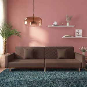 VidaXL Canapé-Lit À 2 Places Avec Deux Oreillers Taupe Tissu