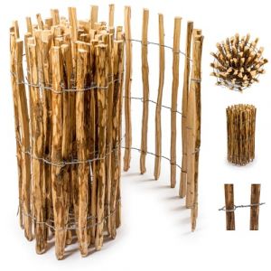 Floranica Barrière de Jardin - Noisette - 1 m Hauteur: 120 cm Distance: 4-6 cm - Clôture en Bois Clôture à Lattis Cloture a Piquets