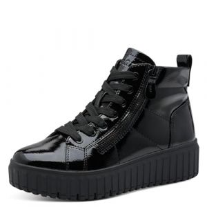 Jana Femme Damen Lace Boot Flat Vegan Botte Tendance, Imprimé Noir, 37 EU