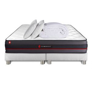 Pack matelas REGEN 160x200 + double sommiers blanc 80x200 + Couette + 2 oreillers