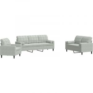 VidaXL Ensemble de canapés 3 pcs et coussins et traversins velours, canapé, siège de canapé, canapé relax, canapé confort, fauteuil de télévision